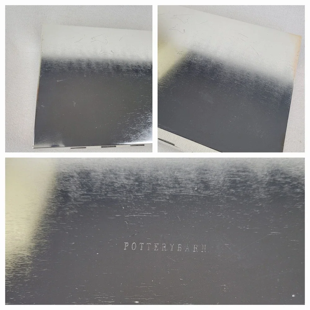 Pottery Barn Silver Tone Monogrammed Kelly Jewelry Box Large Black Velvet Lining